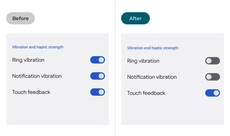 Vibration effects before and after adjustment